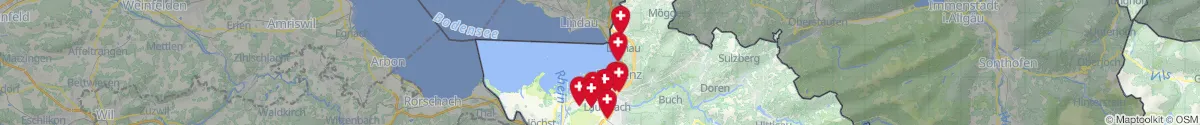 Kartenansicht für Apotheken-Notdienste in der Nähe von Hörbranz (Bregenz, Vorarlberg)